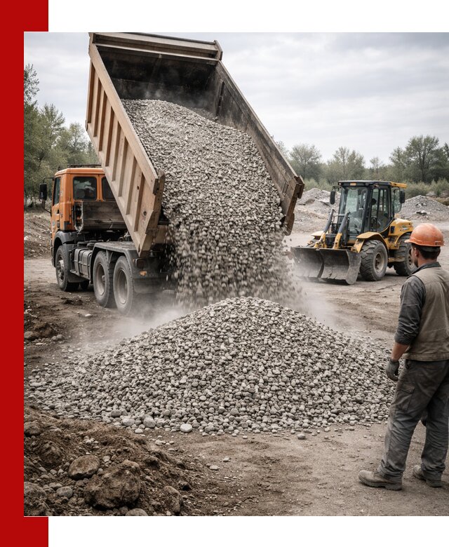 Доставка щебня в Сланцах крупными и мелкими фракциями