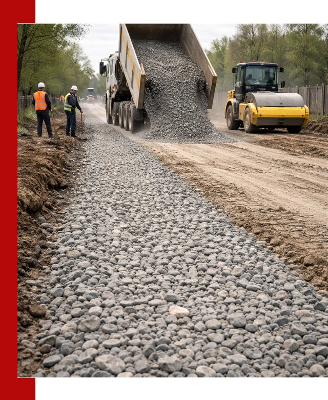 Доставка щебня для отсыпки дорог в Сланцах высокого качества