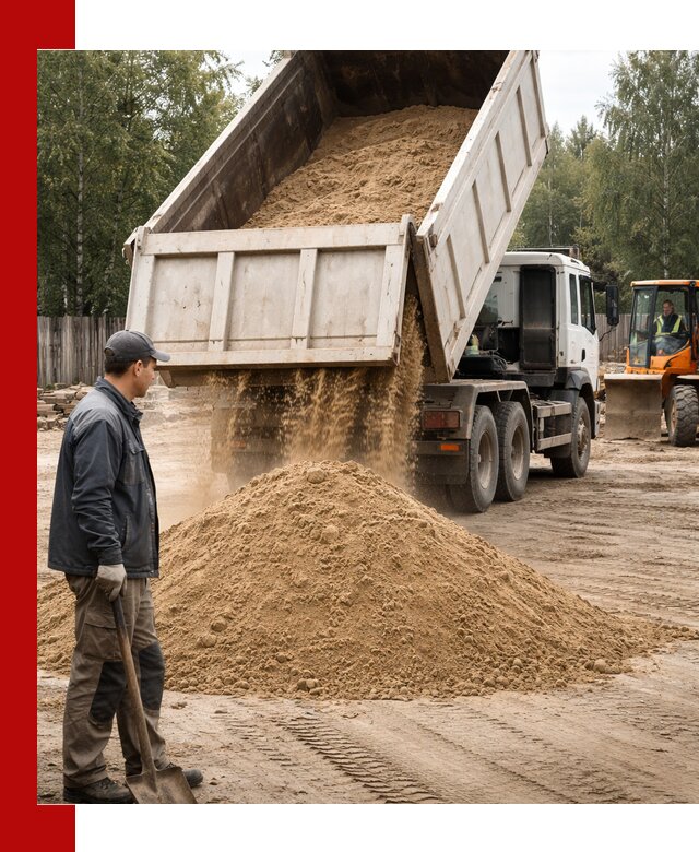 Доставка и продажа песка с разгрузкой в Сланцах