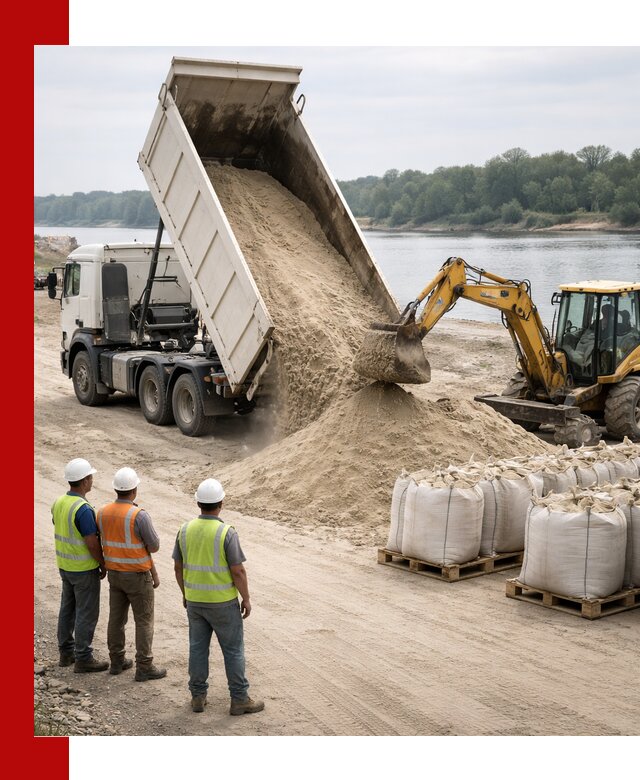 Доставка речного песка в Сланцах самосвалами и погрузкой