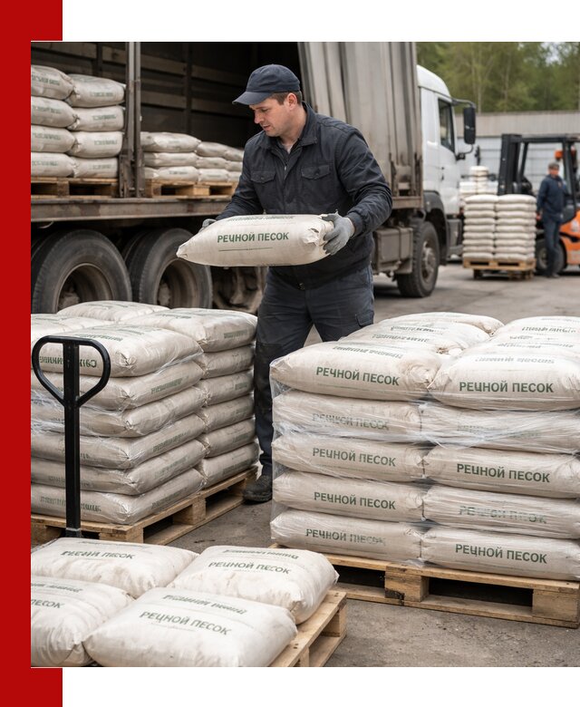 Речной песок в мешках с доставкой в Сланцах