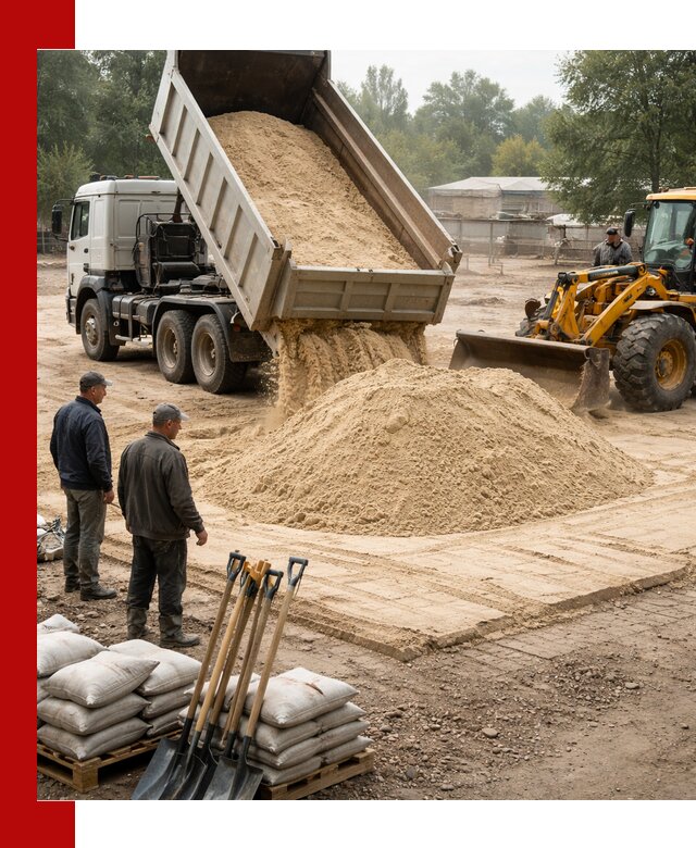 Доставка мытого песка в Сланцах с самосвалами по выгодной цене