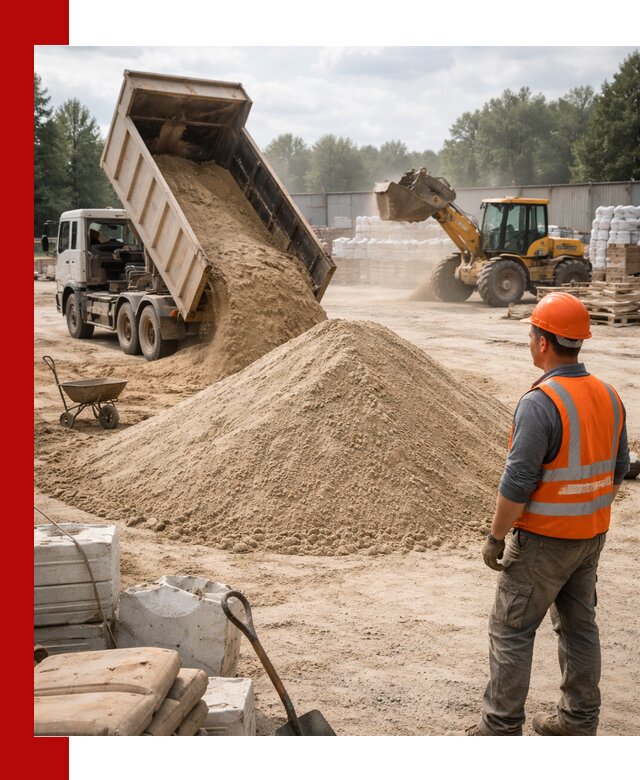 Доставка строительного песка с самосвалом в Сланцах