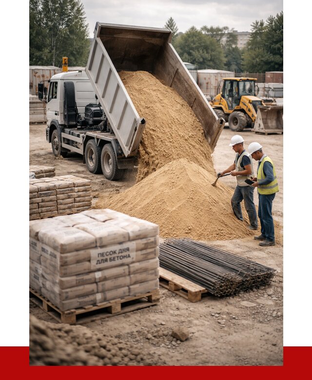 Песок для бетона в Сланцах от 2583 р. с доставкой, ПРОНЕРУДСлы