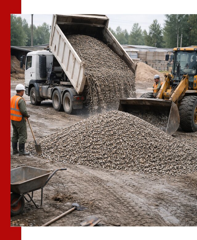 Мытый гравий с доставкой в Сланцах от карьера до участка