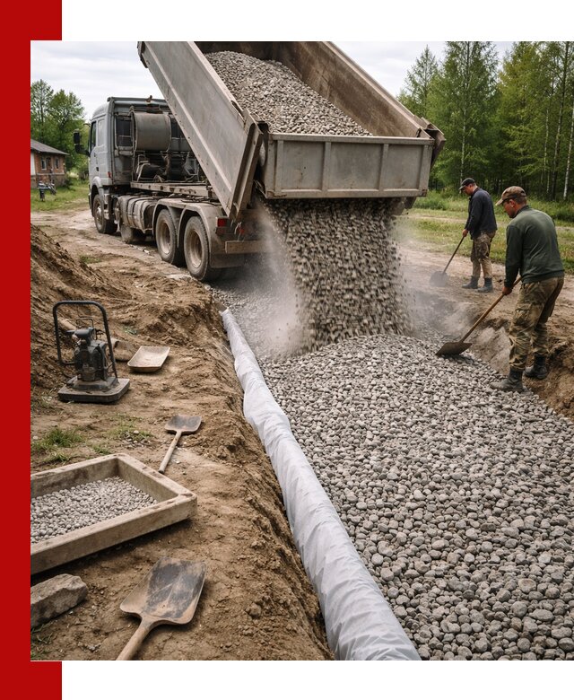 Гравий для дренажа с доставкой в Сланцах качественный и недорогой