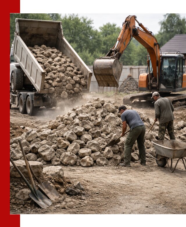 Доставка и разгрузка бутового камня в Сланцах