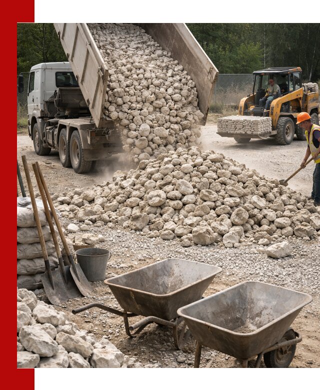 Доставка и продажа бутового известнякового камня в Сланцах