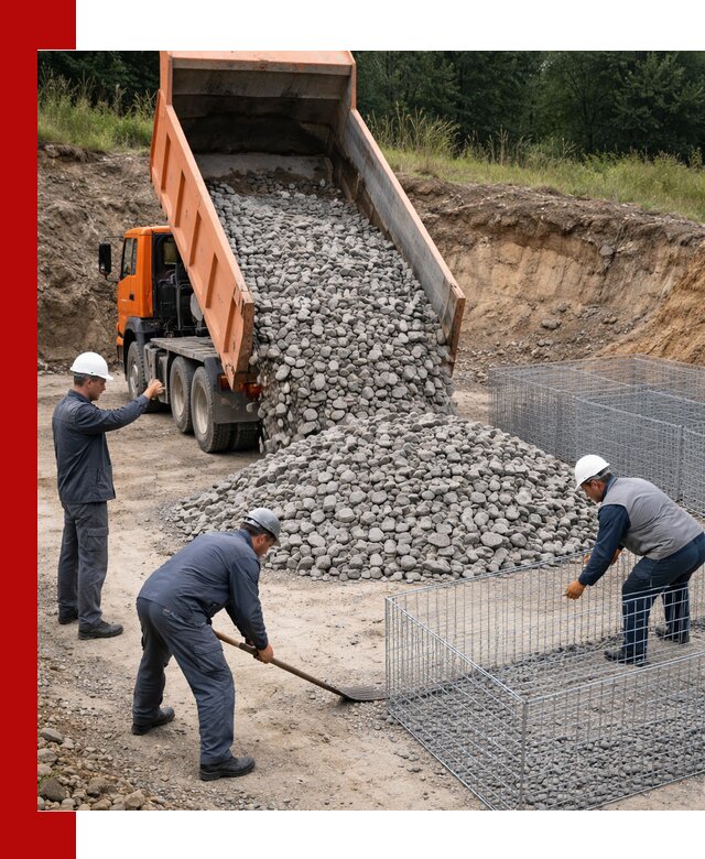 Камень для габионов с доставкой в Сланцах быстро и надёжно