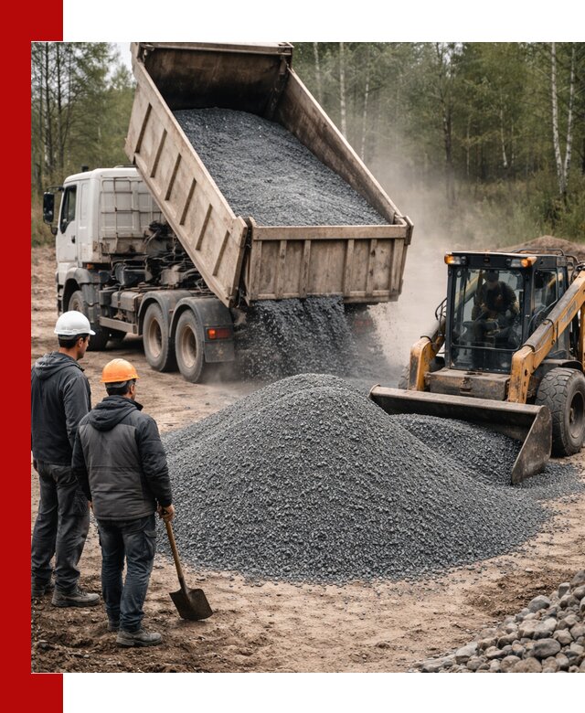 Гранитный отсев 0-5 с доставкой и разгрузкой в Сланцах