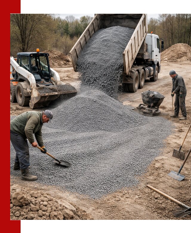 Отсев для подсыпки в Сланцах — доставка и подсыпка на участок