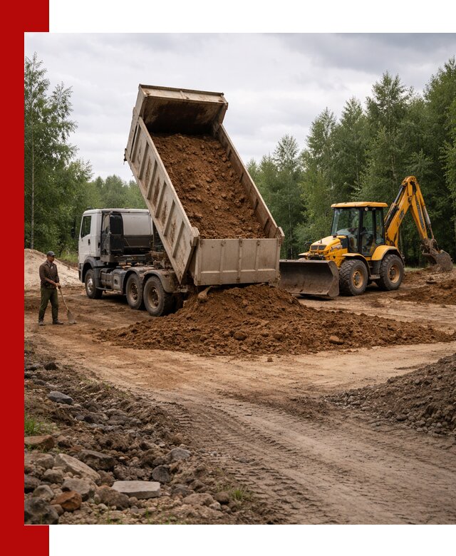Доставка суглинка самосвалами в Сланцах подсыпка и планировка