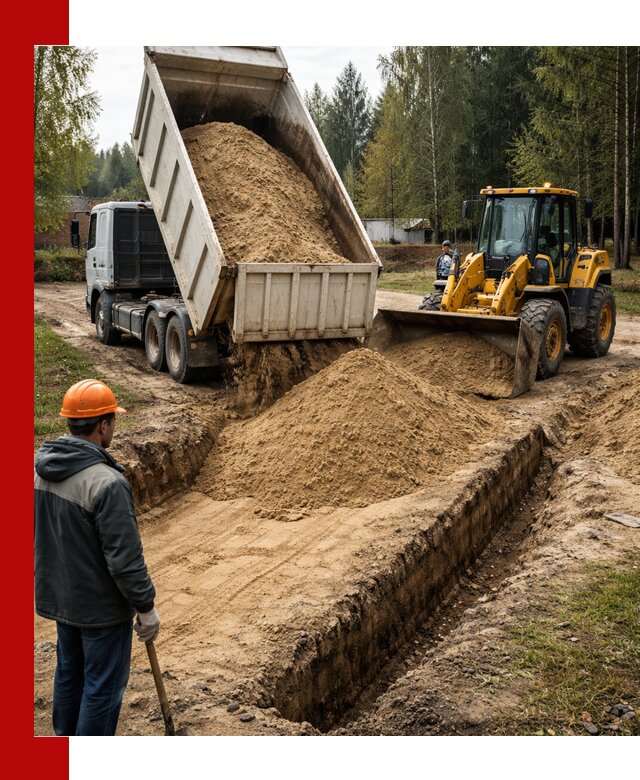 Доставка песчаного грунта в Сланцах для строительных работ