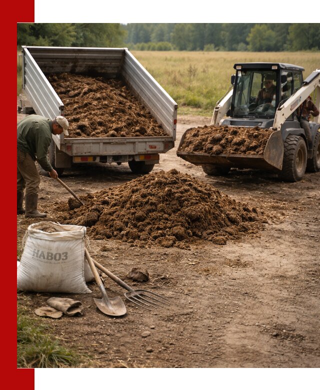 Доставка конского навоза в Сланцах с разгрузкой и доставкой на объект