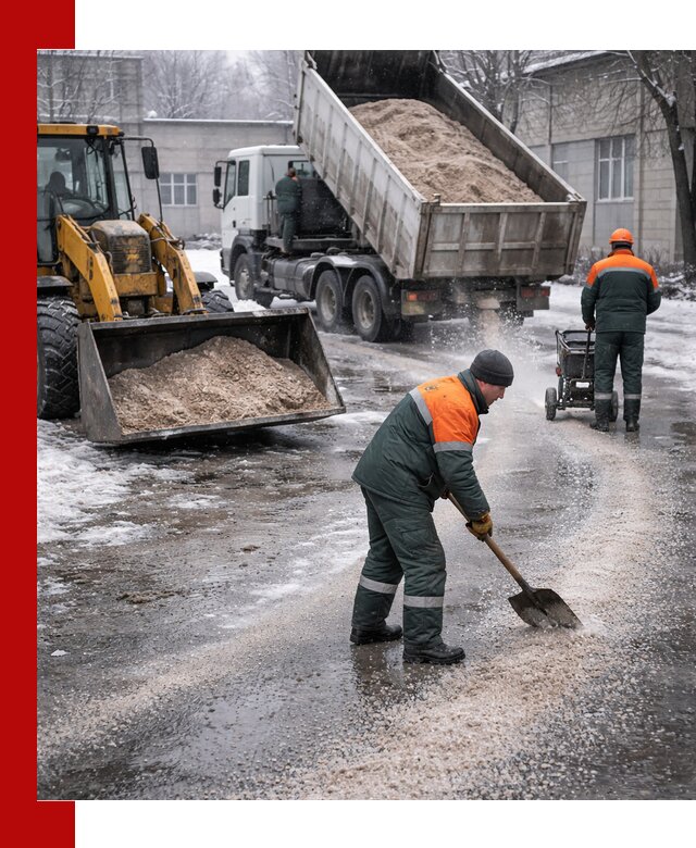 Реагент против гололеда с доставкой и нанесением в Сланцах