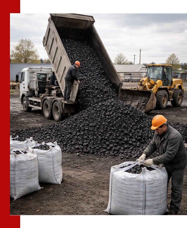 Доставка каменного угля в Сланцах оптом и в розницу