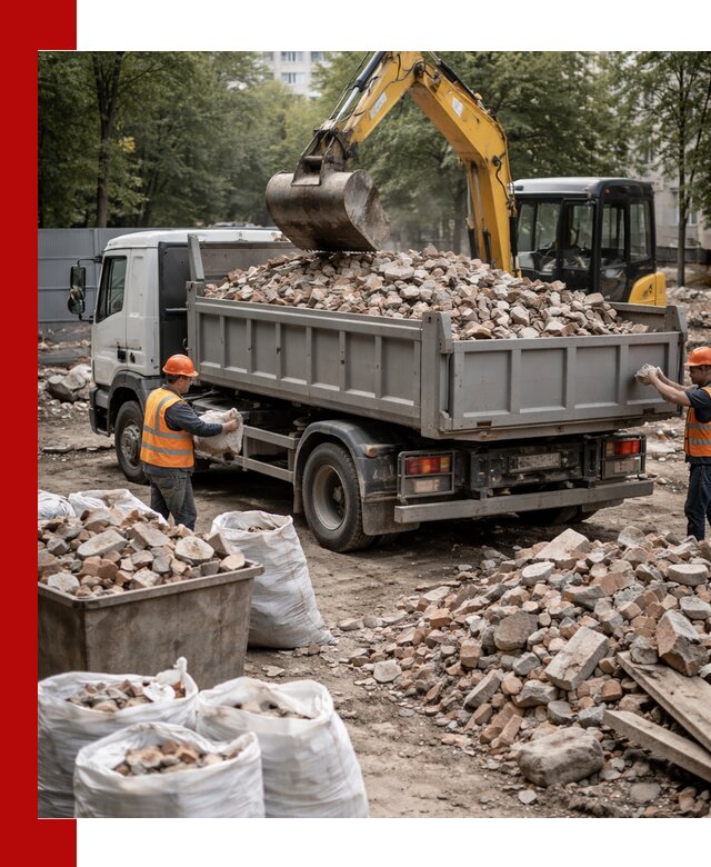 Вывоз строительного мусора в Сланцах с самосвалами и контейнерами