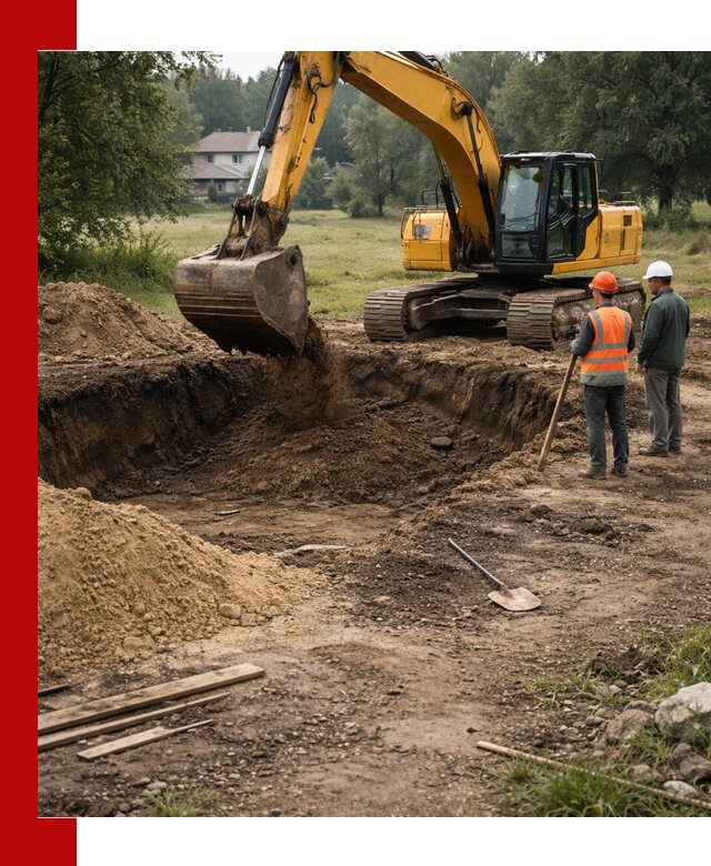 Рытье котлована под фундамент в Сланцах (быстро и недорого)
