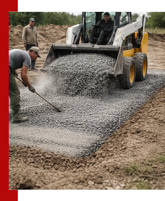 Устройство щебеночной подушки в Сланцах для дорог и фундаментов